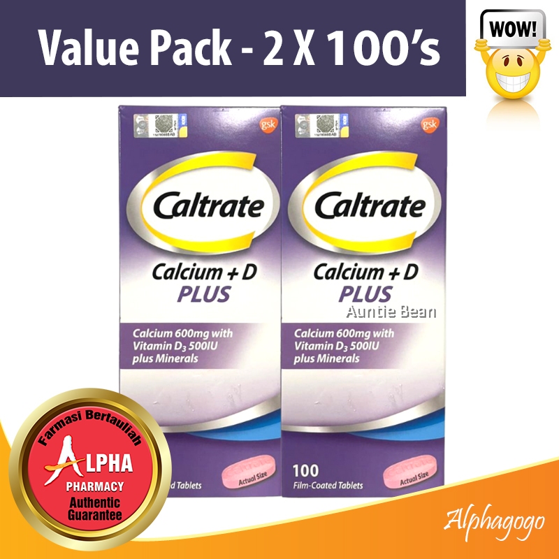 Caltrate 600 Plus Calcium with Vitamin D & Minerals (60 Tablets / 2X60 ...