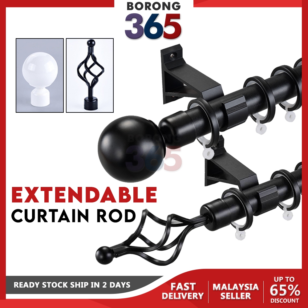 [FULL SET | EXTENDABLE SINGLE ROD] Adjustable Curtain Rod Set For Hook ...