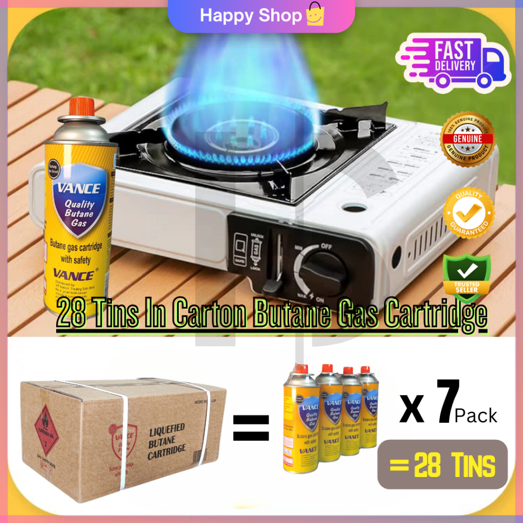 28tinsVANCE 230gBUTANE GAS CARTRIDGE (GAS ONLY) FOR PORTABLE STOVE ...