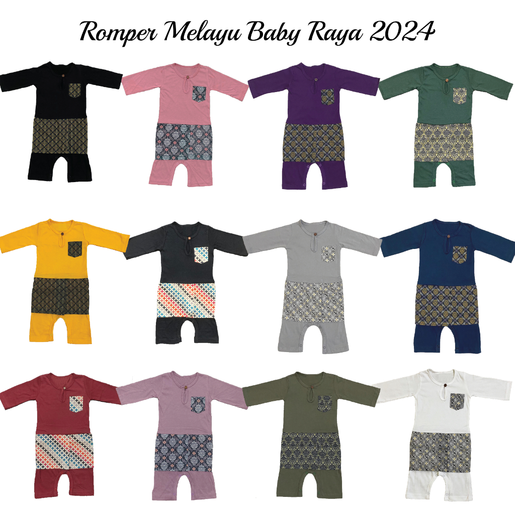 Baju Melayu Baby (3-12 bulan) Romper Jumper Raya Color Trending 2024 ...