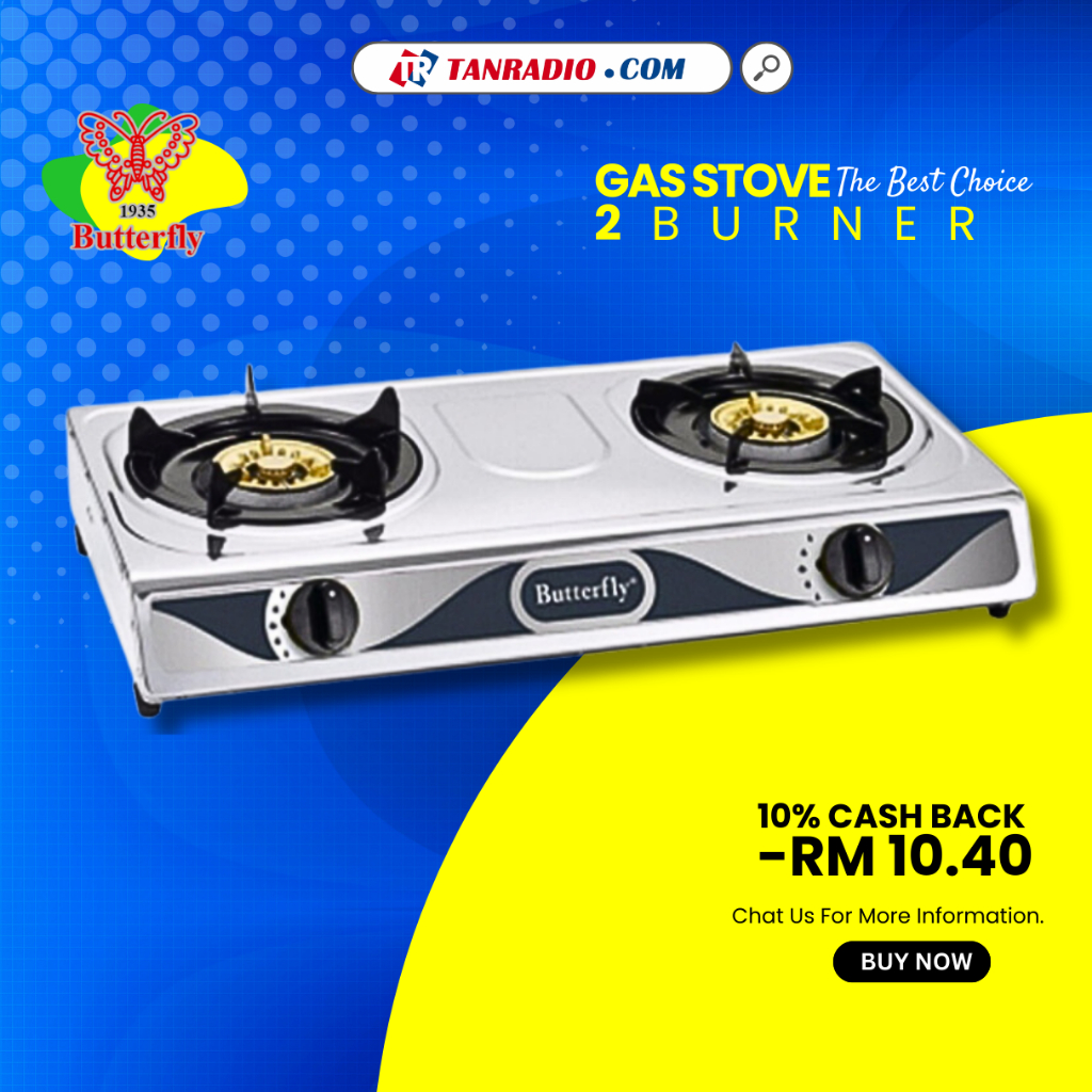 Butterfly Stainless Steel Body Double Gas Stove Cooker BGC628B