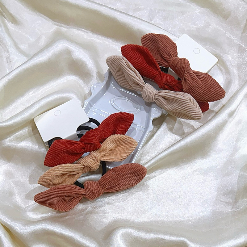 3 Pcs/ Set Earth tone corduroy bow hair ties [NEW] RANDOM colors ...