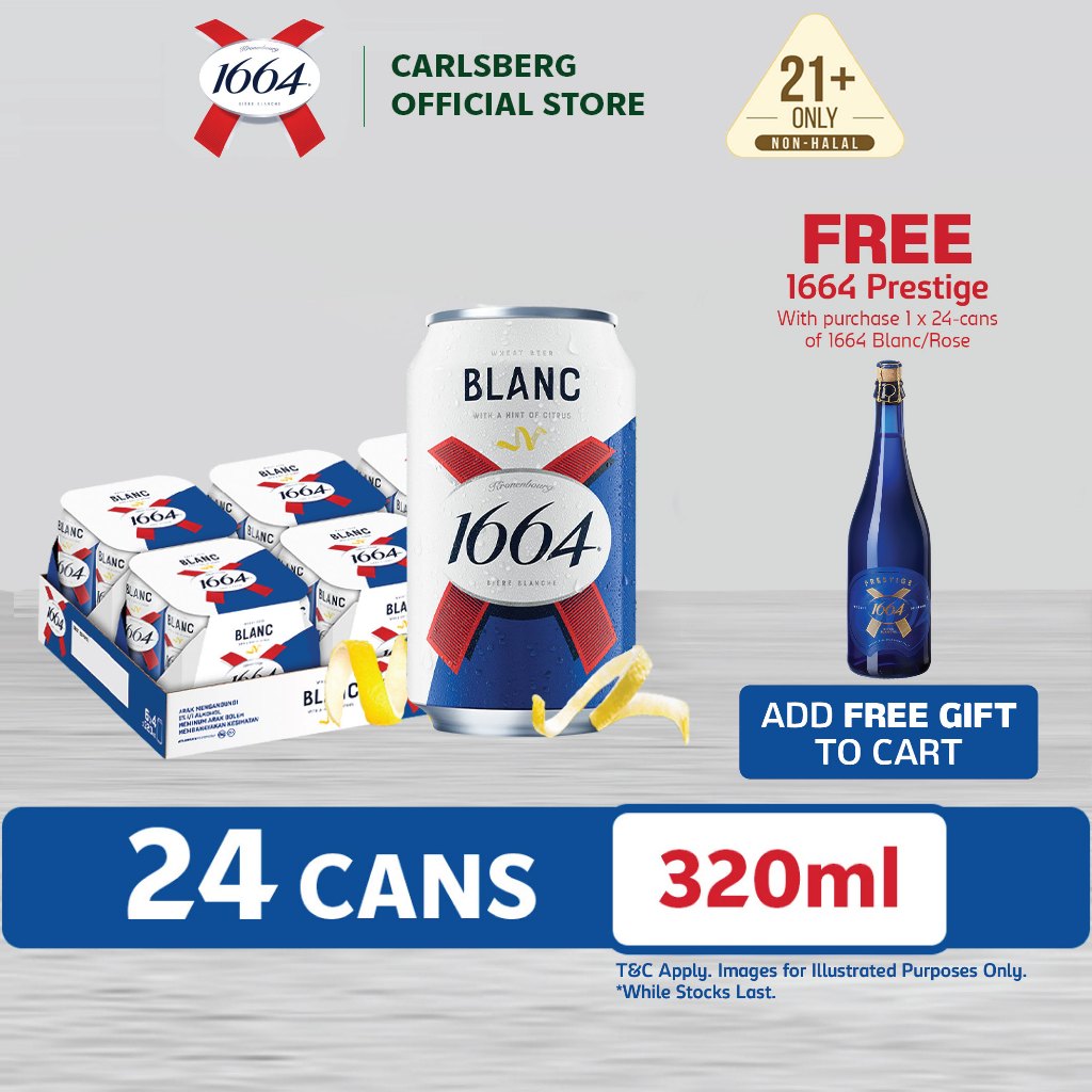 1664 Blanc Beer Can Premium Wheat Beer 5.0% Alcohol (320ml x 24 ...