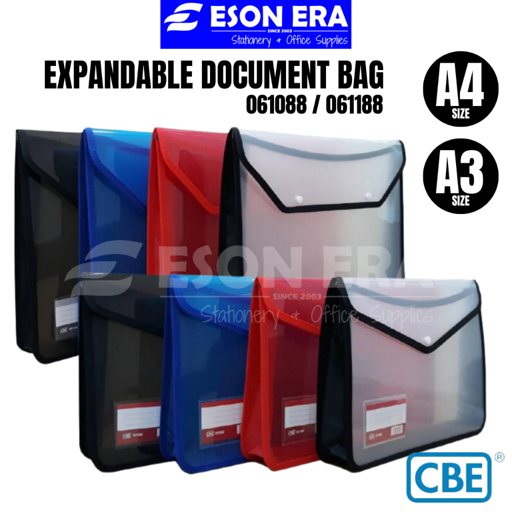 CBE Exapandable Document Bag A4 / A3 Button File Folder 061088 / 061188 ...