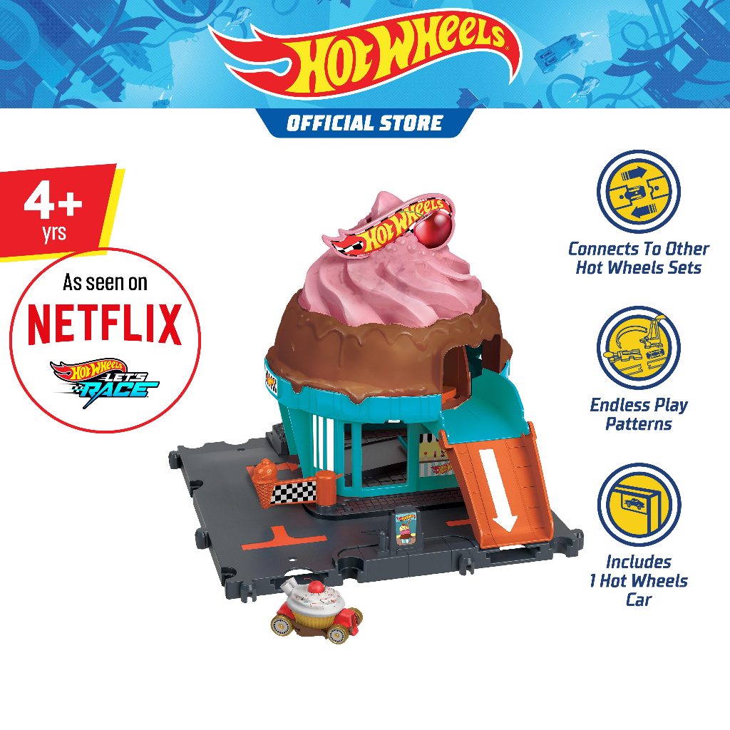 Hot Wheels™ City Track Set With 1 Hot Wheels® Car, Ice Cream Shop ...