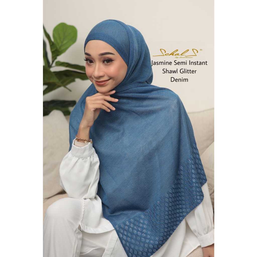 JASMINE HALF MOON SHAWL (NO INNER) - MARBLE BLUE