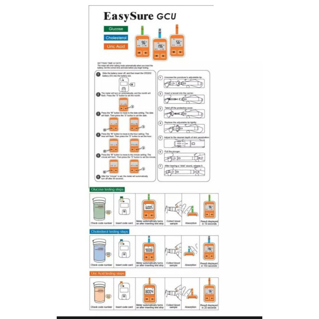 [3 in 1 Multipurpose Monitoring] Easysure Easy Sure GCU Blood Glucose ...