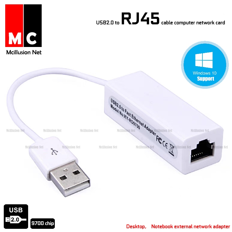 USB2.0 to RJ45 cable computer network card 9700 chip notebook external ...