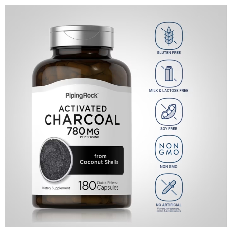 Ready Stocks, Activated Charcoal 260mg, 180 Caps (Detox, Digestive