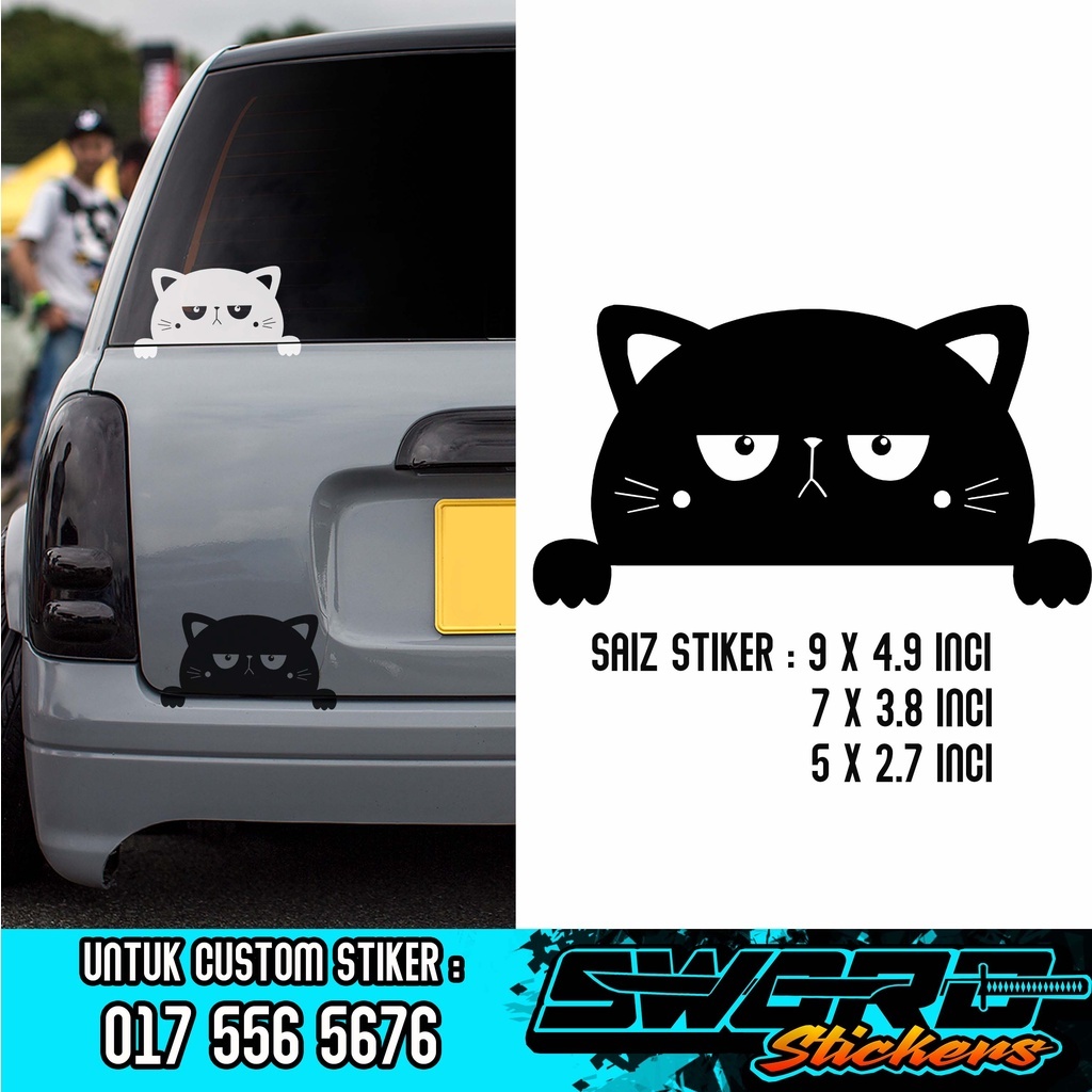 STIKER KUCING GEMUK / CAT STICKER / KUCING COMEL / STIKER KERETA ...