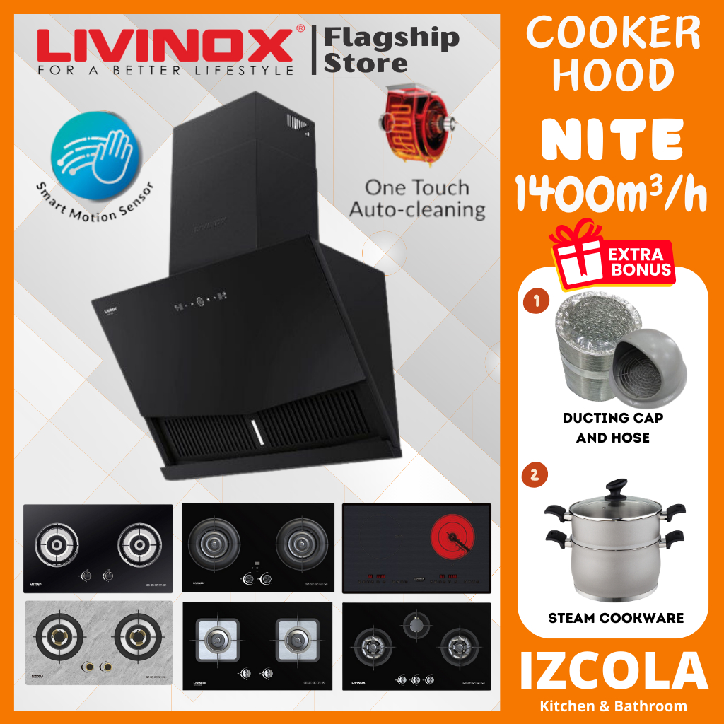 IZCOLA LIVINOX LCHNITE90BL / LCHSTONE90BL Slanted Hood With Auto