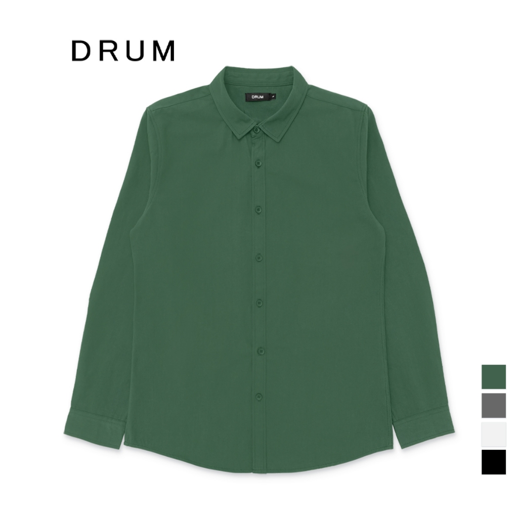 DRUM Smart Casual Long Sleeve Shirt - White/Grey/Black/Green | Shopee ...