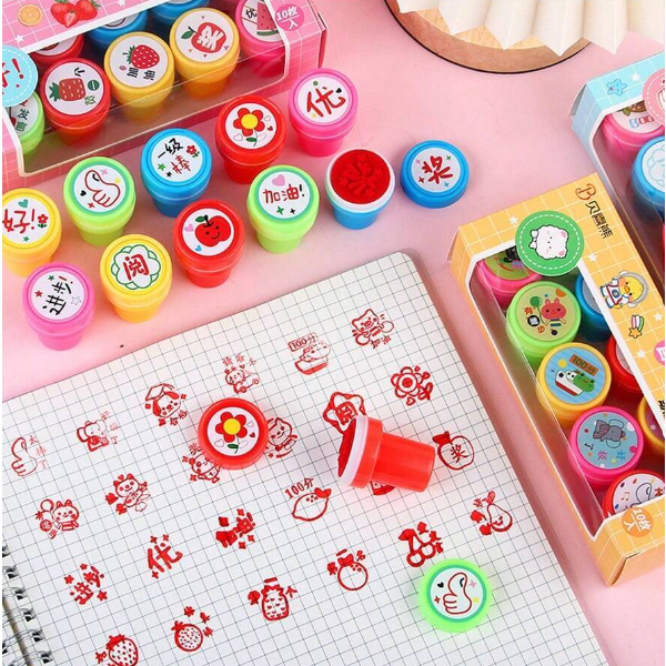 10pcs Set Setem Pujian & Anugerah Kanak-kanak Kreatif Kartun Comel Cute ...