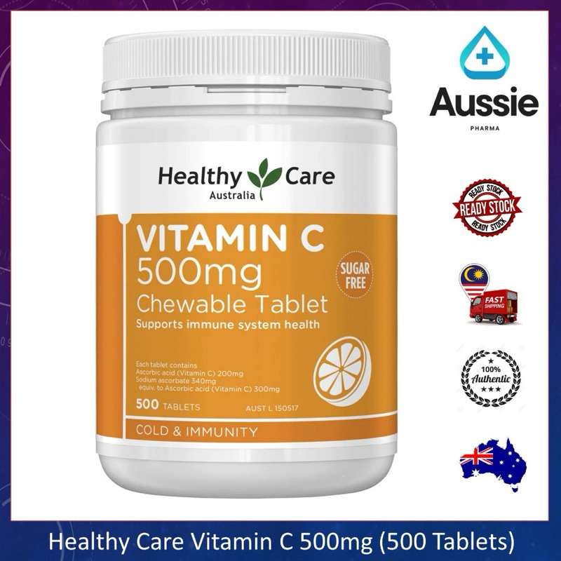 HEALTHY CARE Vitamin C 500mg Chewable (500 Tablets) expired date 2025