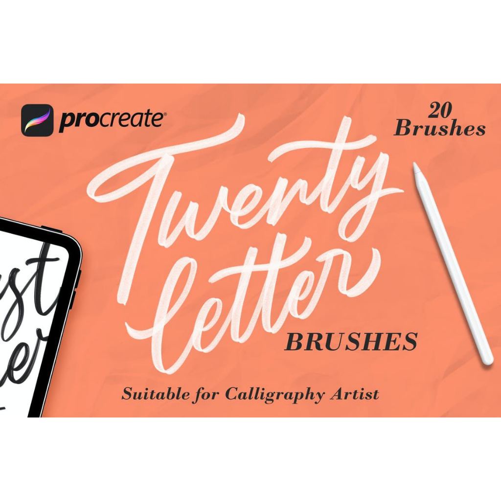 [P438] Twentyletter Procreate Brushes | Lettering Calligraphy Brushes ...