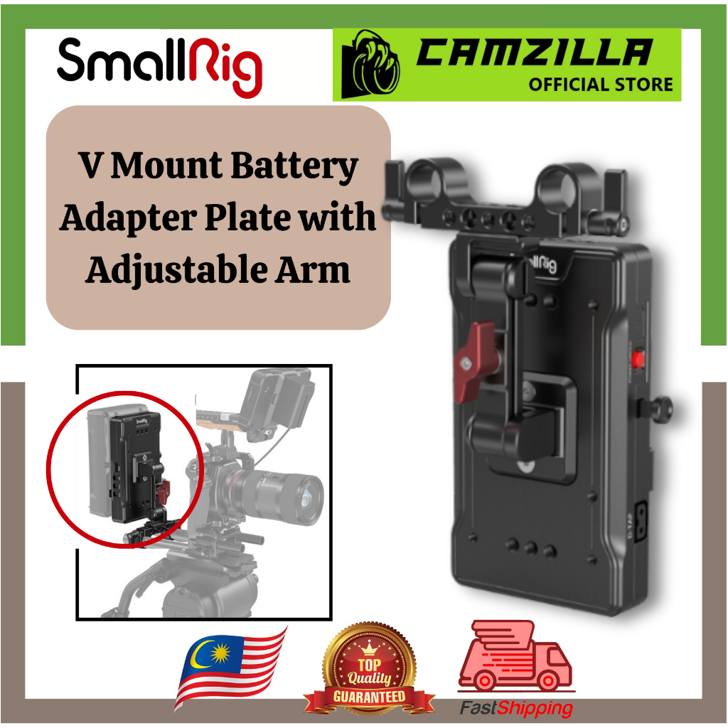 SmallRig V-Mount Battery Adapter Plate with 15mm LWS Rod Clamp ...