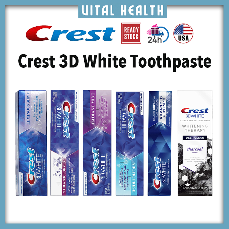 Crest 3D White Whitening Toothpaste Ubat Gigi /Charcoal/Luminous Mint ...