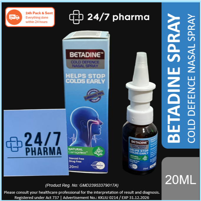 (Exp 12/2024) Betadine Cold Defence Natural Nasal Spray Adult 20ml