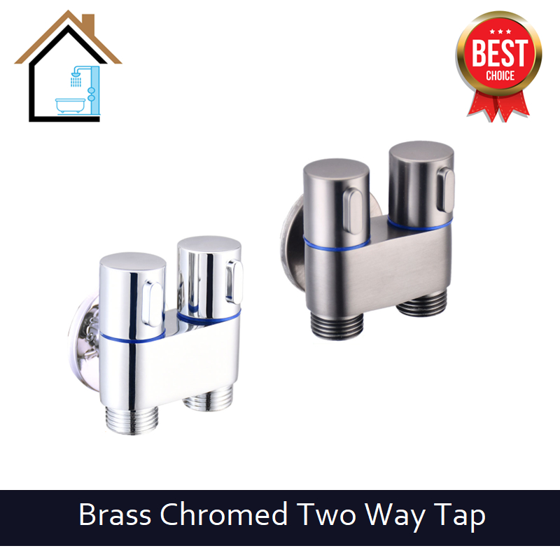 Brass Chromed Two Way Angle Valve Mini Washing Machine Tap Wall Bib Tap Bathroom Faucet Shopee