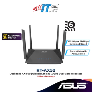 Asus RT-AX52 AX1800 Dual Band WiFi 6 Extendable Router | Parental Control Scheduling | AiMesh similar RT-AX55 RT-AX56u