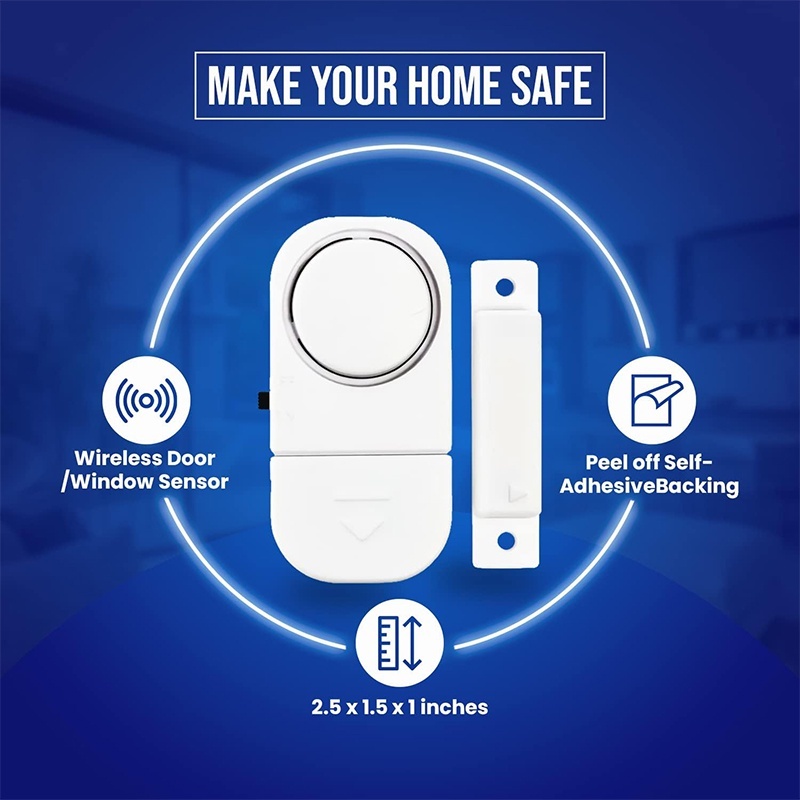 (Batteries Included) Wireless Door Windows Burglar Security Alarm 90dB ...