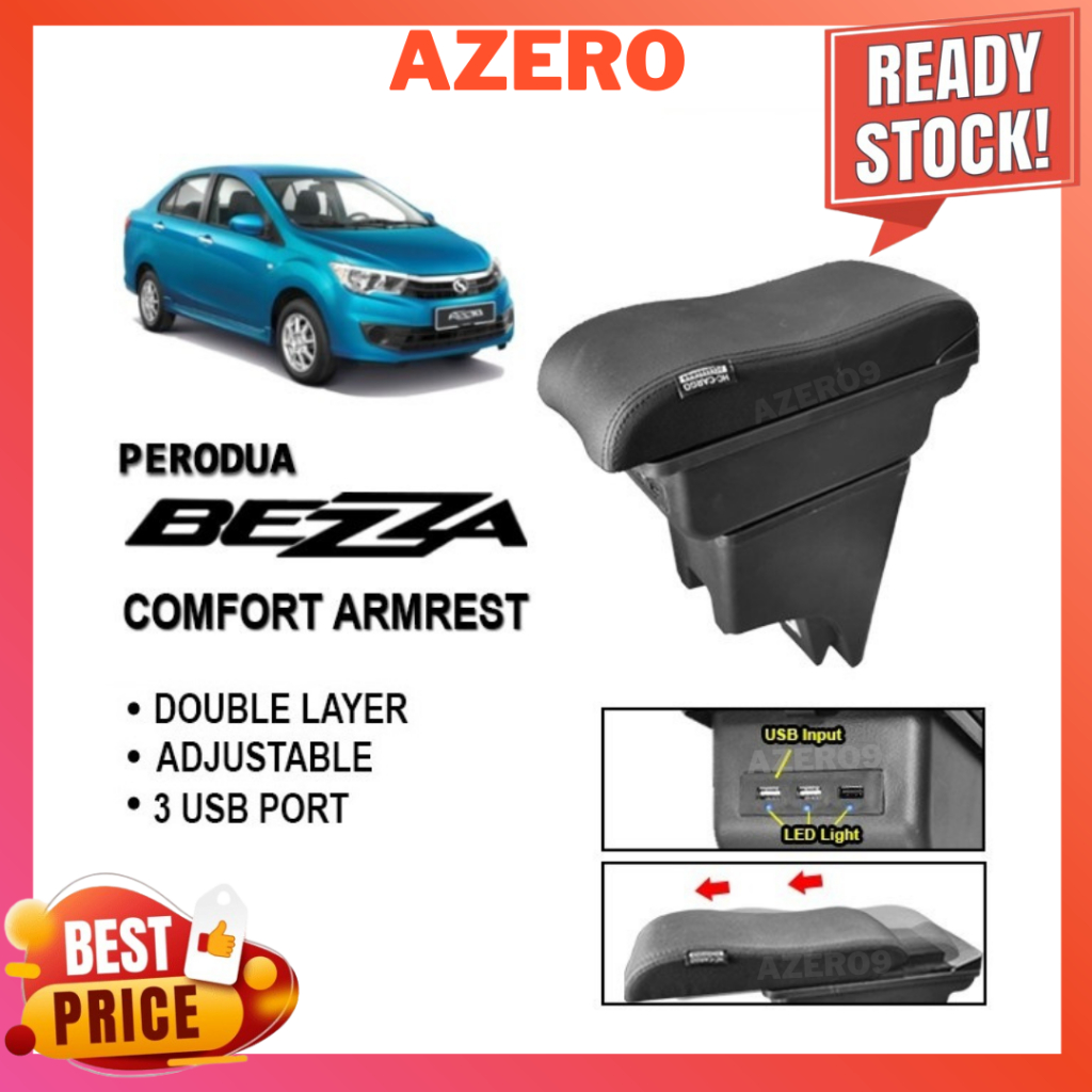 Perodua Bezza Comfort PVC Adjustable Arm Rest (3 USB) | Shopee Malaysia