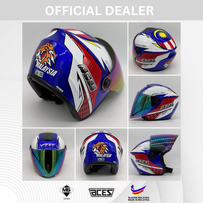 ACES R1 Patriot Helmet + Free Visor Rainbow | Shopee Malaysia