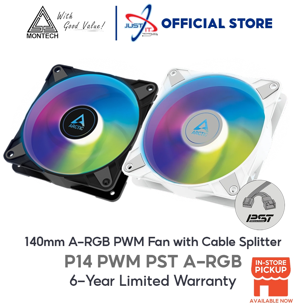 ARCTIC P14 PWM PST A-RGB 140mm A-RGB PWM FAN WITH CABLE SPLITTER (BLACK ...
