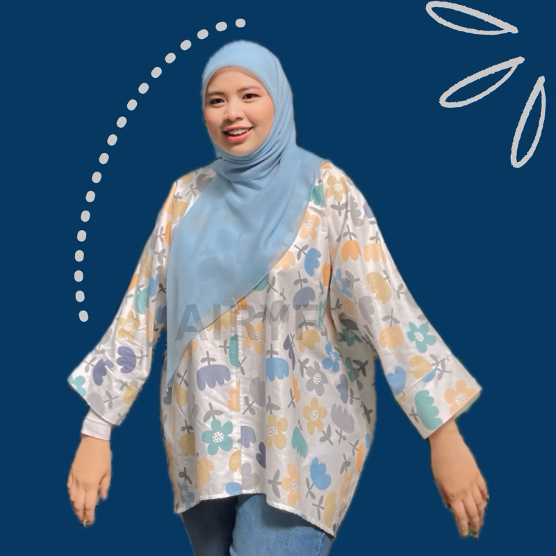 HANDMADE WOMAN BAJU KEDAH KURUNG BLOUSE / TOP COTTON BATWING FREE SIZE ...