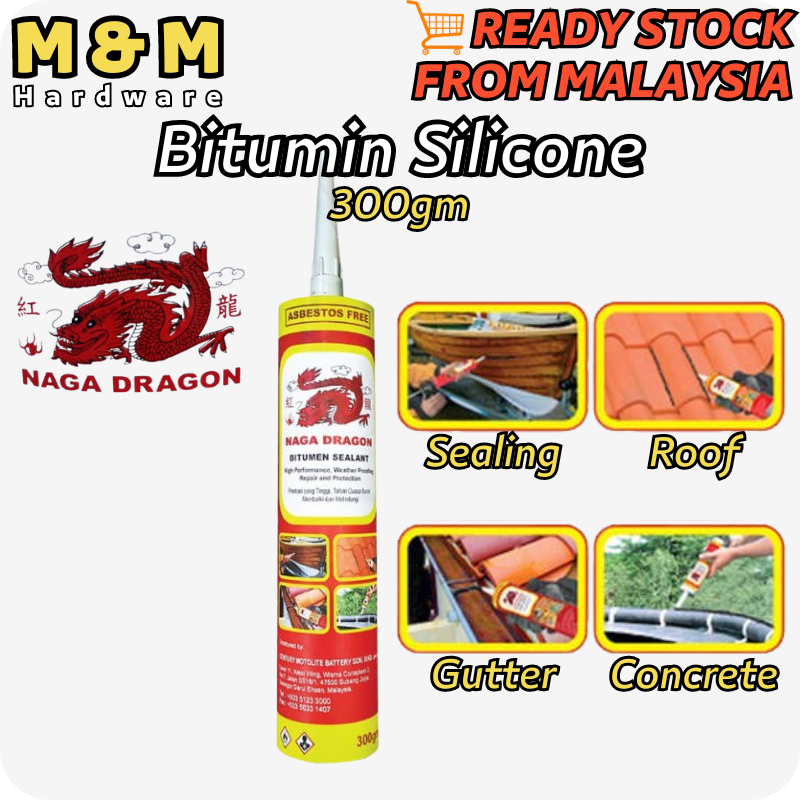 NAGA DRAGON Bitumen Silicone Sealant 300gm for Concrete Bricks Roof