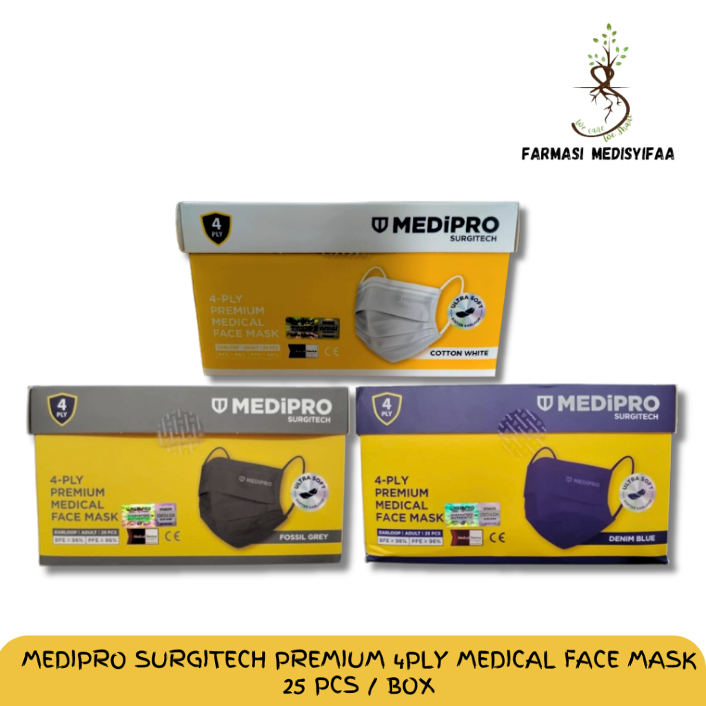 MEDIPRO SURGITECH PREMIUM 4PLY MEDICAL FACE MASK 25 PCS / BOX Shopee