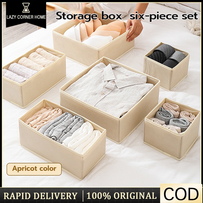 6PCS Clothes Organizer Storage Box Drawer Storage Box Collapsible ...