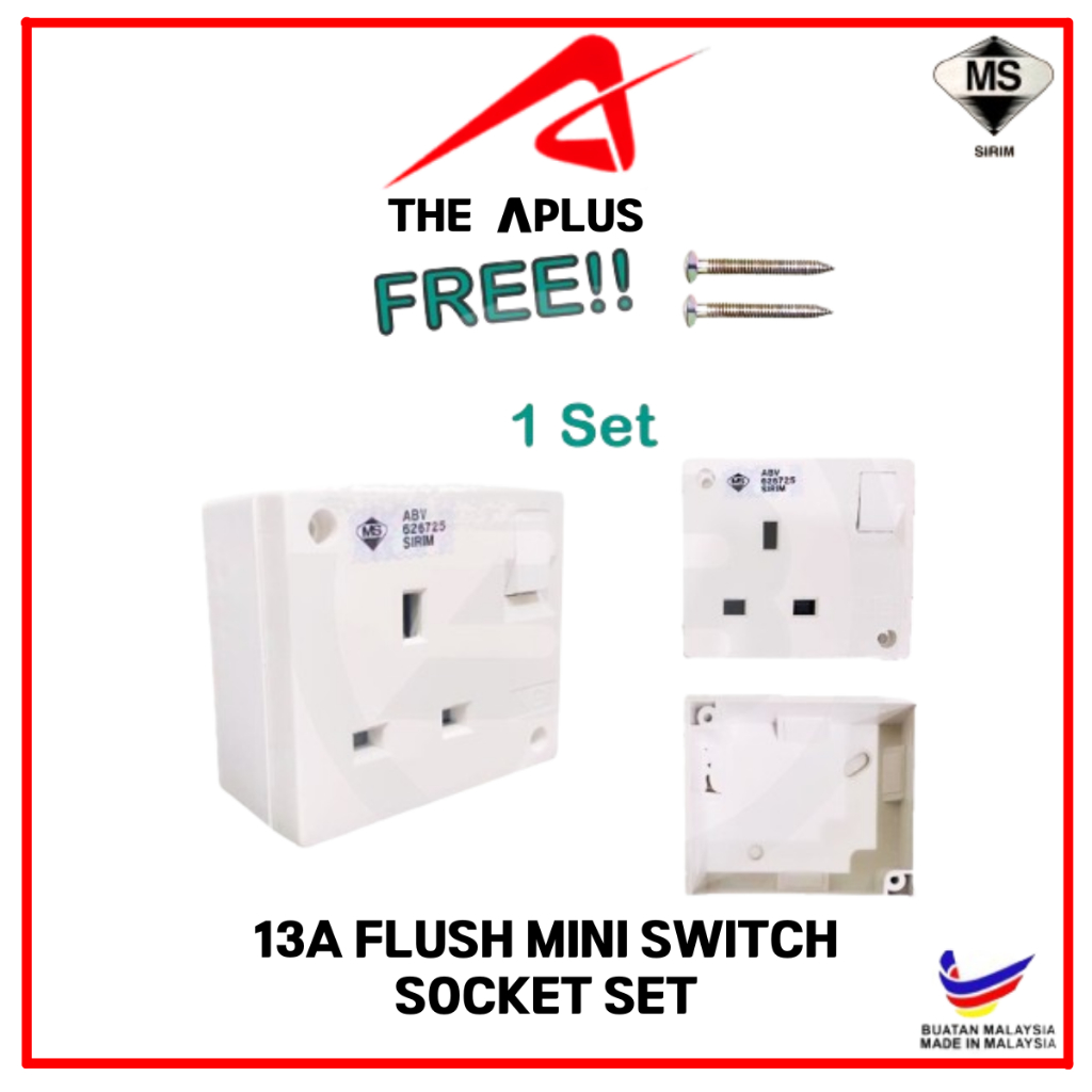 [MINI] 13A Switch Socket Outlet Set With PVC Nut Box Base / Casing ...