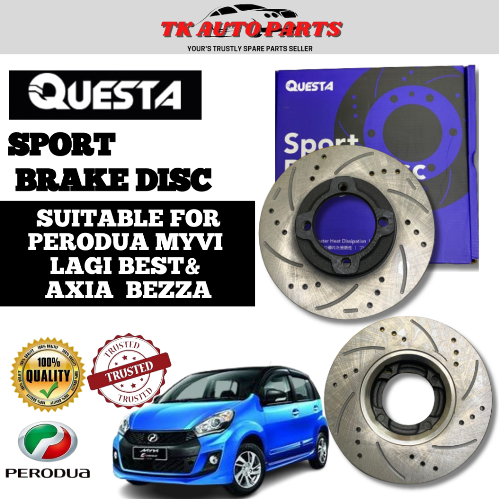 QUESTA DISC ROTOR DISC BRAKE MYVI LAGI BEST AXIA BEZZA DEPAN (1 SET