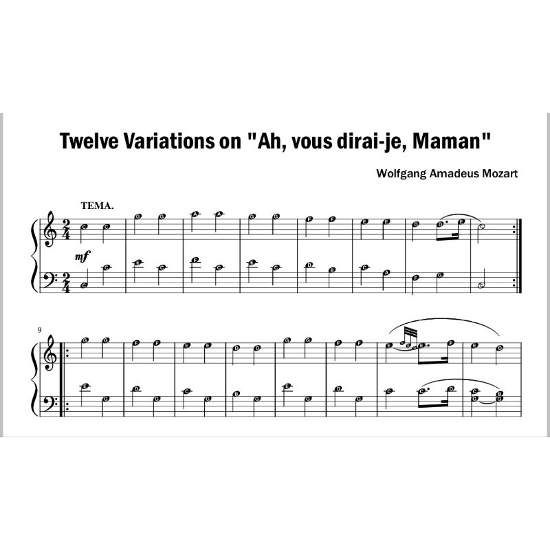 Twelve Variations on AH VOUS DIRAI-JE, MAMAN K.265/300eby Wolfgang ...