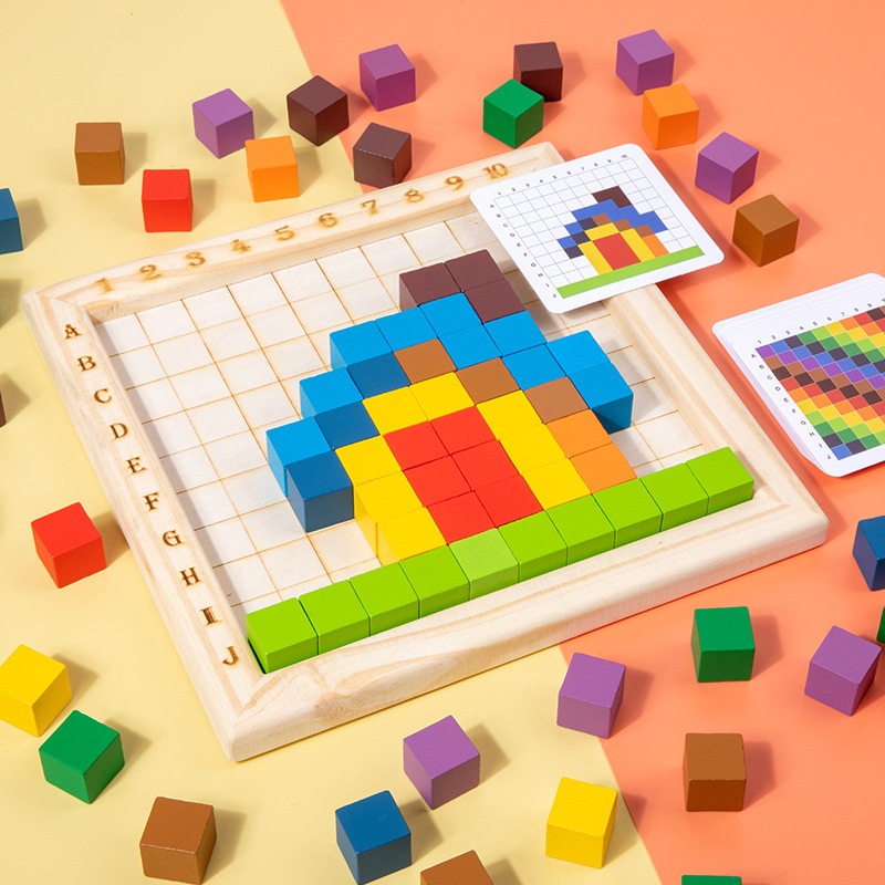 Wooden 100 Counting Cubes Montessori Early Learning Toy Puzzle Block