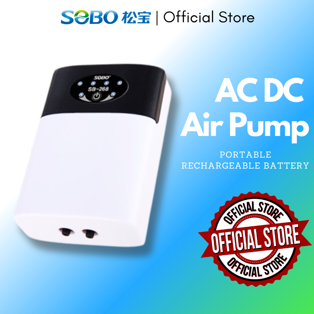 SOBO aquarium air pump Mini AC DC Air Pump SB168 SB268 Rechargeable ...