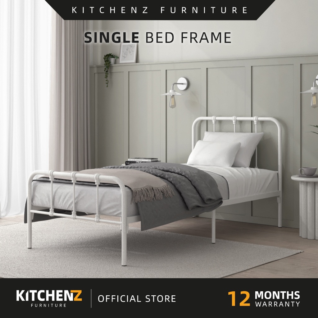 KitchenZ 3V Single Bed Frame Katil Besi Katil Kayu Katil Murah Powder ...