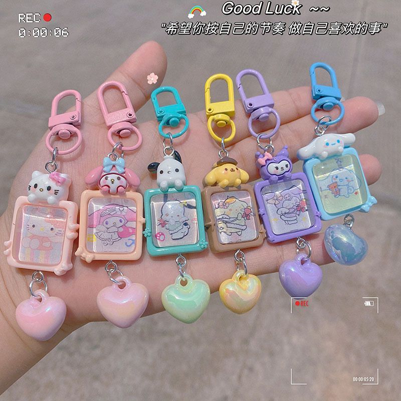 Sanrio XHS Love Keychains Cute Cartoon Kuromi Melody Cinnamon Kitty ...