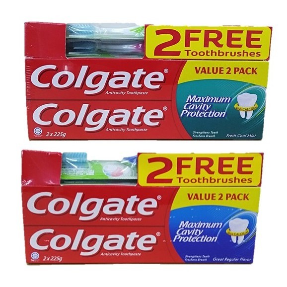 Colgate Toothpaste 2 X 225g Assorted[free 2 Toothbrushes] 