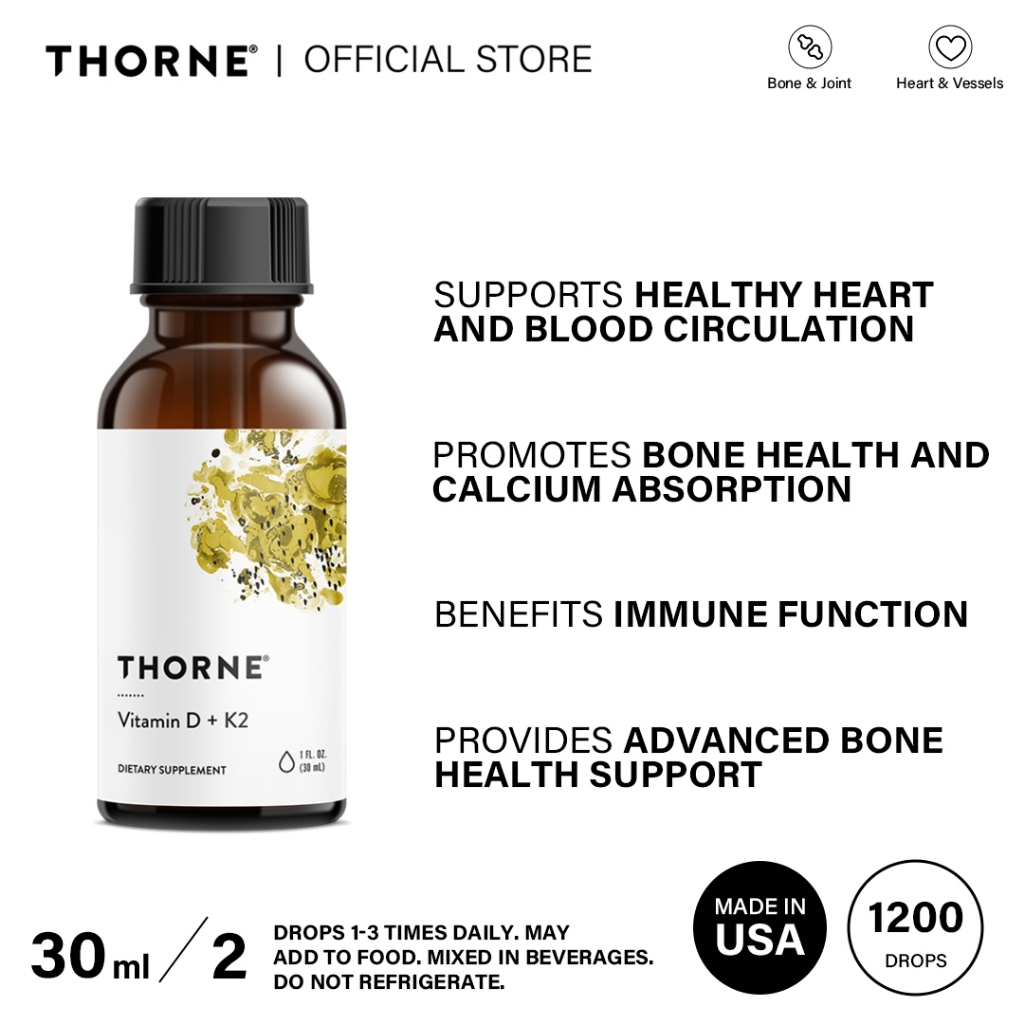 Thorne Vitamin D + K2 Liquid 1200 Drops | Shopee Malaysia