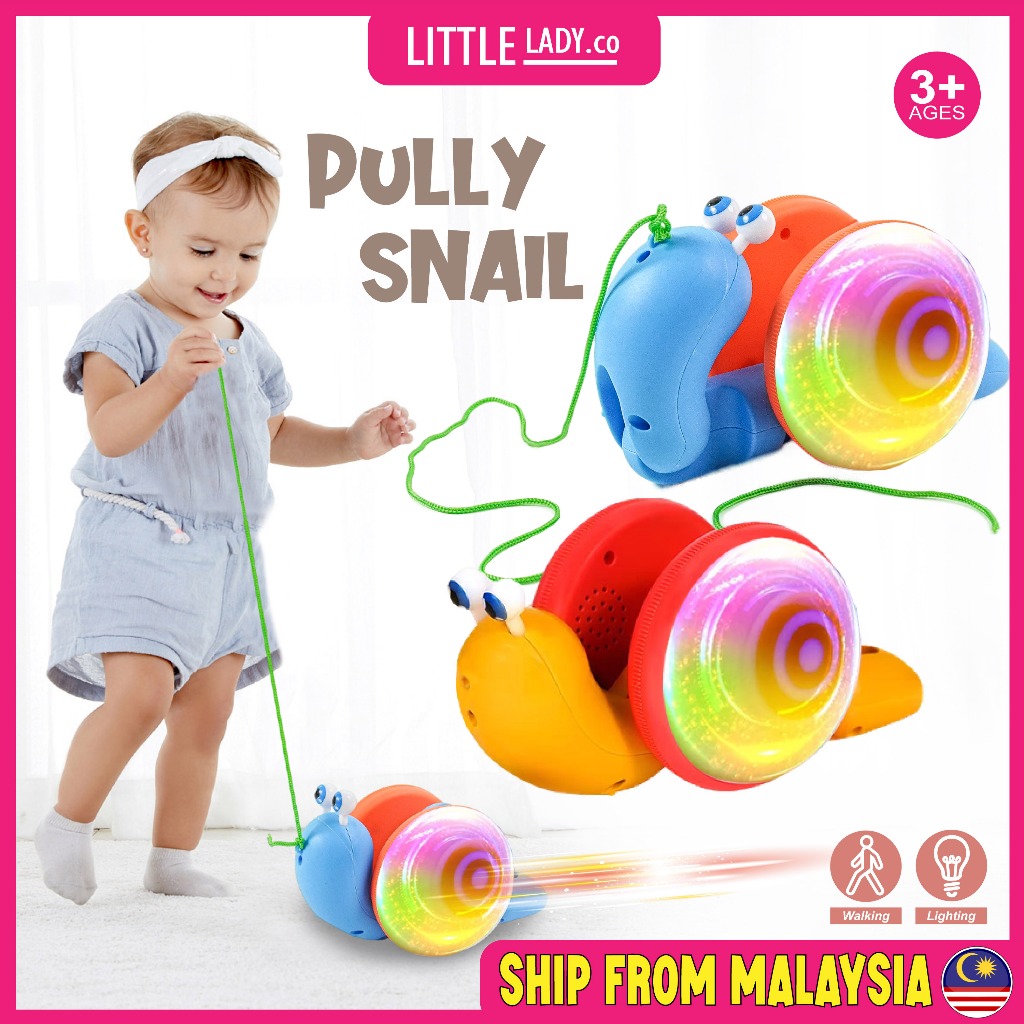 Siput Snail Pull Along Toy String Crawling Cartoon Baby Early Education ...