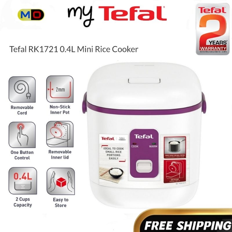 Tefal Mini 220W 0.4 Litres 2 Cups Mechanical Rice Cooker RK1721