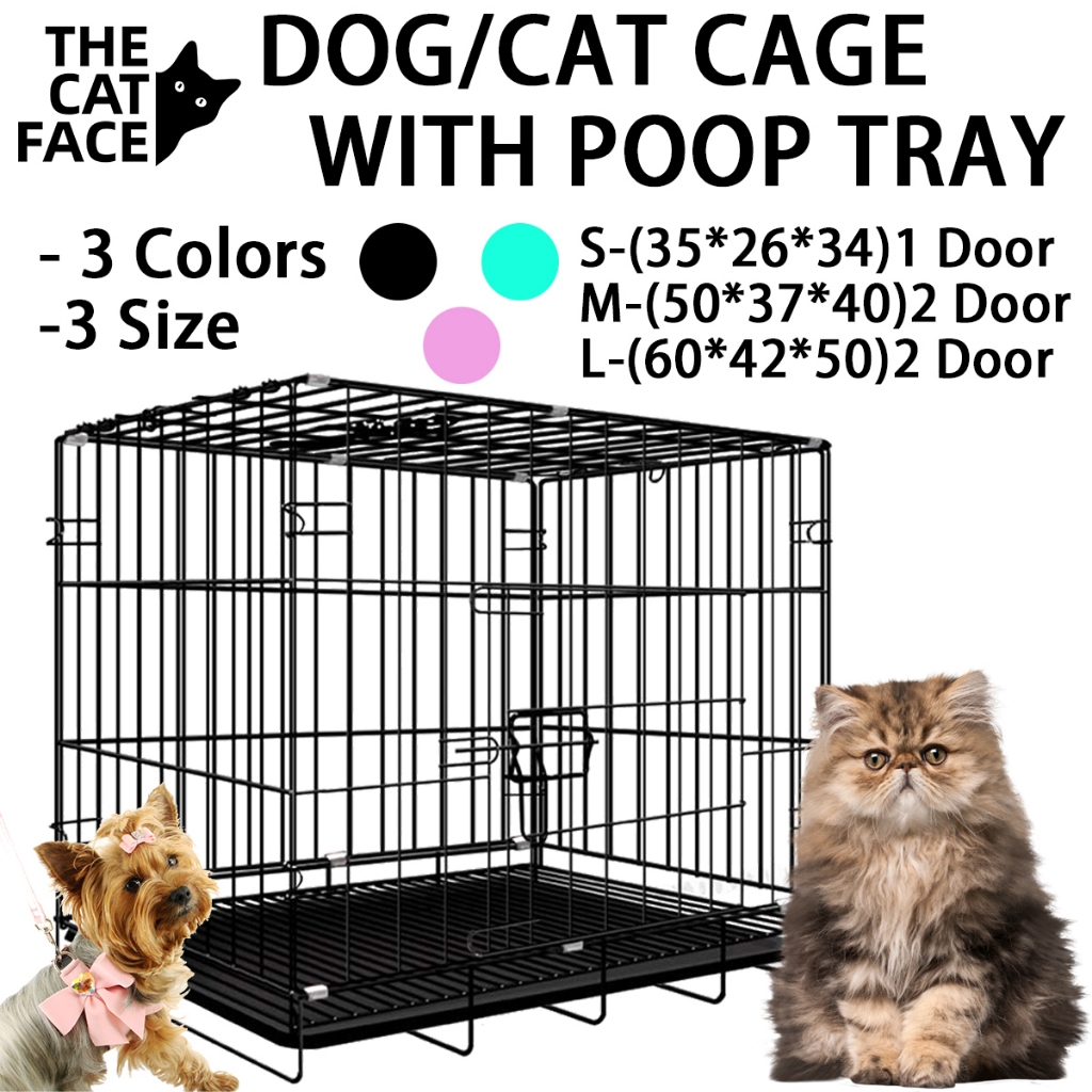 Thefacecat Dog Cage with Poop Tray Heavy Duty Pet Cage Collapsible for ...