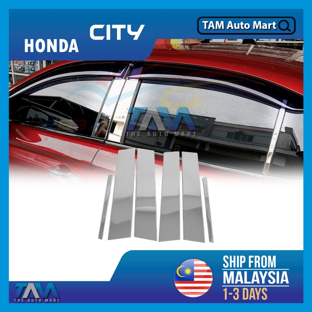 Honda City Gn2 7th Gen Door Pillar Black Design Full Chrome Steel 