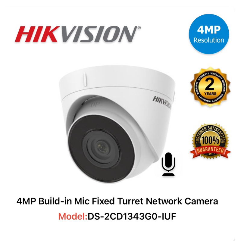 Hikvision 4mp DS-2CD1343G0-IUF Build-in Mic Fixed Turret Network Camera ...