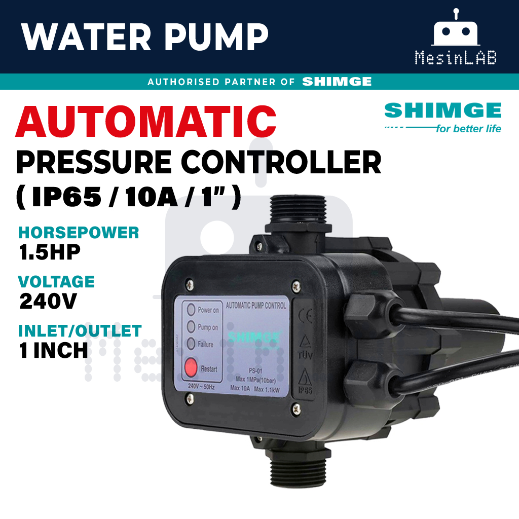 SHIMGE 1.5HP Automatic Water Pump Pressure Controller Sensor Pam Air ...