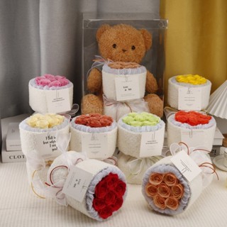 READY STOCK 50cm Teddy Bear Flower Bouquet LED Soap Flower Gift for ...