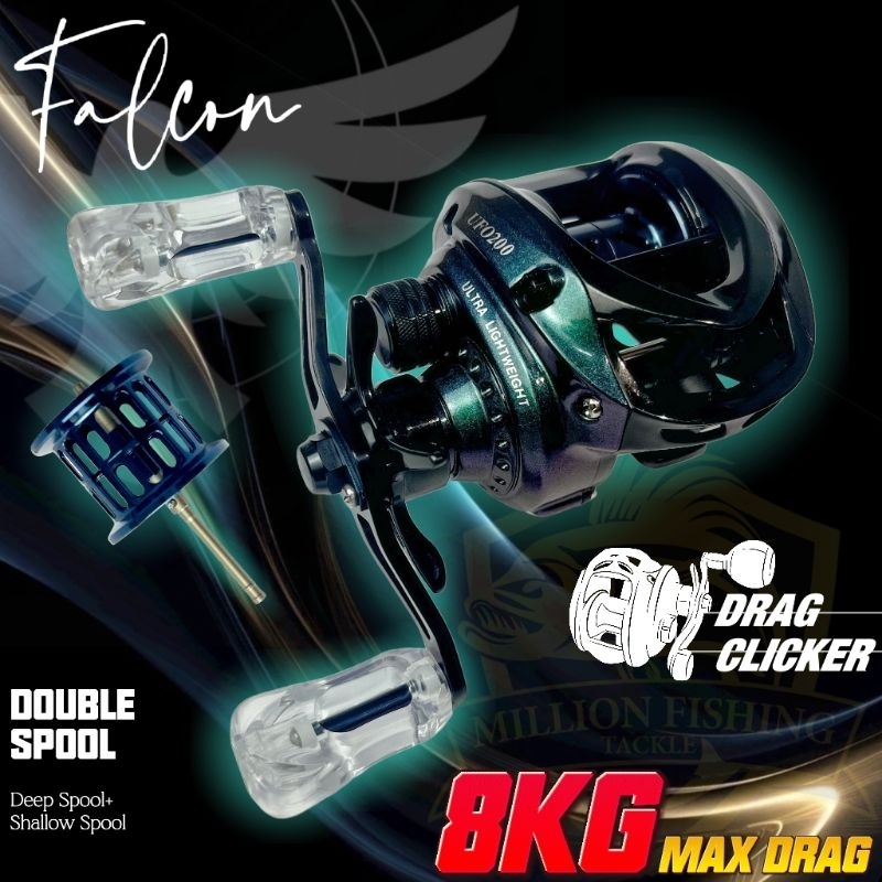 【RLB015】Mesin BC Reel FALCON LT UFO200 PRO Double Spool Baitcasing ...