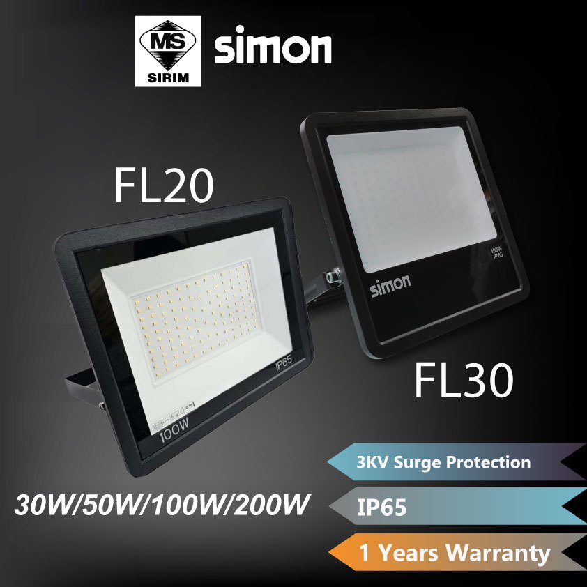 🔥1 Year Warranty🔥SIMON IP65 LED Flood Light Spotlight 30W / 50W 3000k ...